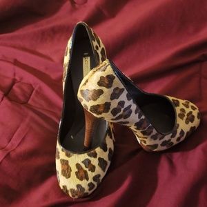 BCBG Pony Hair Leopard Heels